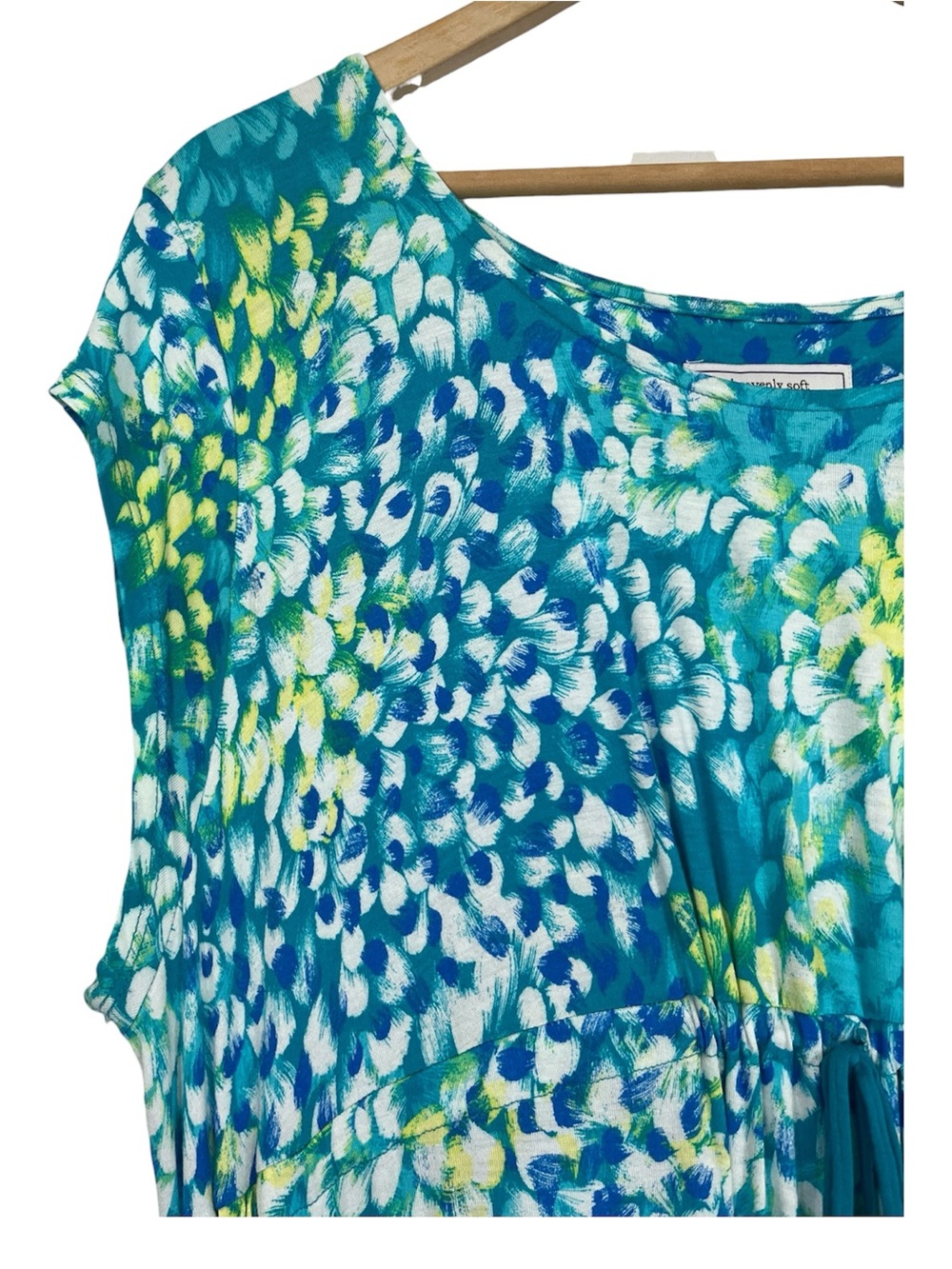 Carole Hochman Heavenly Soft Maxi Loungewear Dress Teal Blue Green Floral PL - Picture 5 of 8